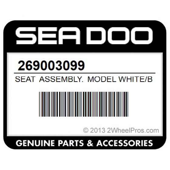 Sea-Doo 269003099 Seat Assembly. Model White/Blue.