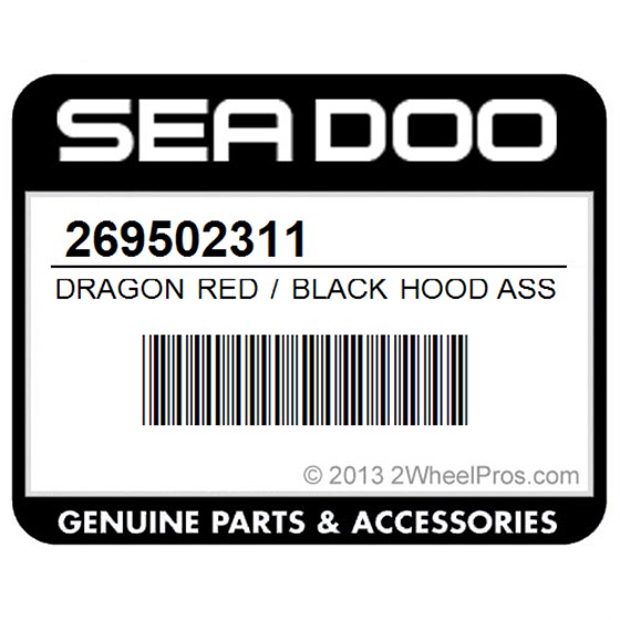 Sea-Doo 269502311 Dragon Red / Black Hood Assembly.