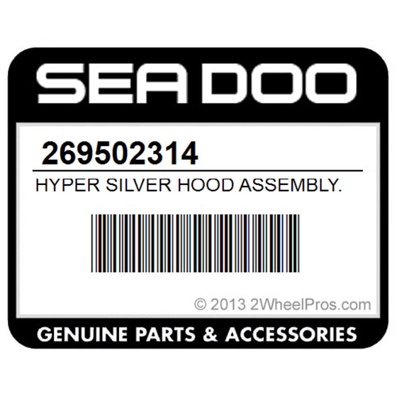 Sea-Doo 269502314 Hyper Silver Hood Assembly.
