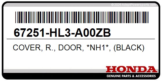 Honda 67251-HL3-A00ZB Cover, R., Door, *Nh1*, (Black)