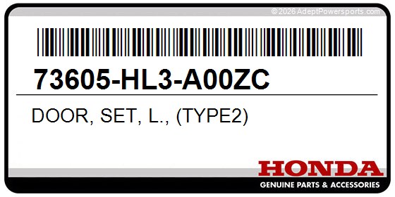 Honda 73605-HL3-A00ZC Door, Set, L., (Type2)