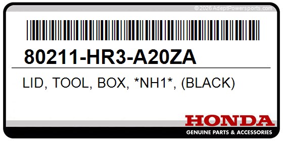 Honda 80211-HR3-A20ZA Lid, Tool, Box, *Nh1*, (Black)