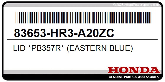 Honda 83653-HR3-A20ZC Lid *Pb357r* (Eastern Blue)