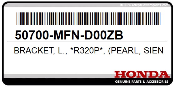 Honda 50700-MFN-D00ZB Bracket, L., *R320p*, (Pearl, Siena, Red)