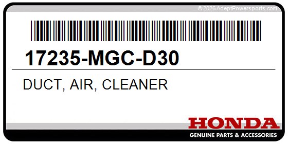 Honda 17235-MGC-D30 Duct, Air, Cleaner