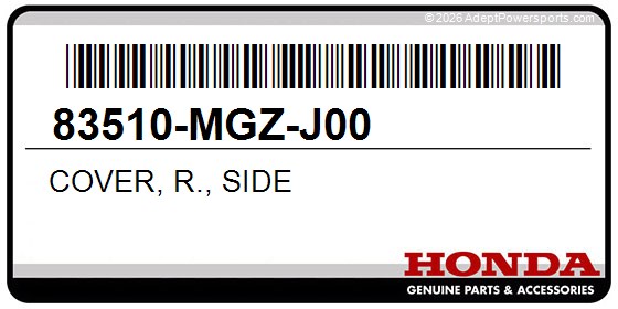 Honda 83510-MGZ-J00 Cover, R., Side