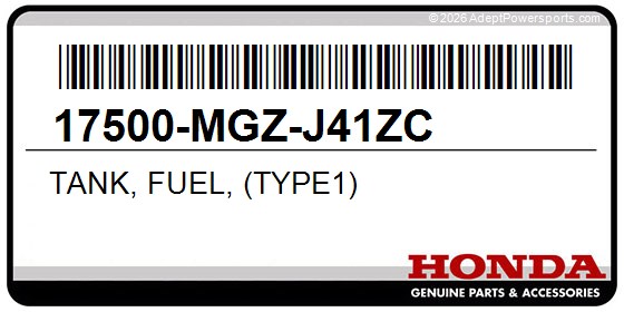 Honda 17500-MGZ-J41ZC Tank, Fuel, (Type1)