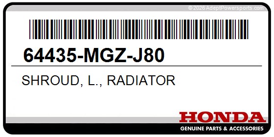 Honda 64435-MGZ-J80 Shroud, L., Radiator
