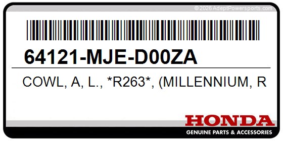 Honda 64121-MJE-D00ZA Cowl, A, L., *R263*, (Millennium, Red)