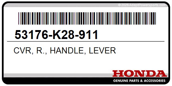 Honda 53176-K28-911 Cvr, R., Handle, Lever