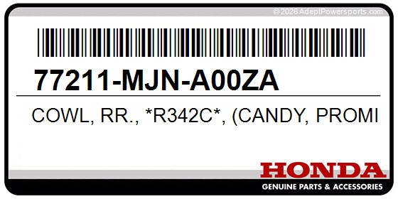 Honda 77211-MJN-A00ZA Cowl, Rr., *R342c*, (Candy, Prominence, Red)