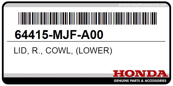Honda 64415-MJF-A00 Lid, R., Cowl, (Lower)