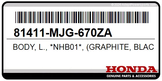 Honda 81411-MJG-670ZA Body, L., *Nhb01*, (Graphite, Black)