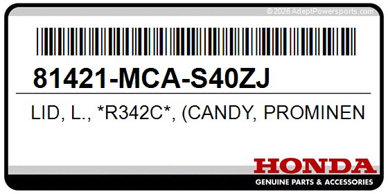 Honda 81421-MCA-S40ZJ Lid, L., *R342c*, (Candy, Prominence, Red)