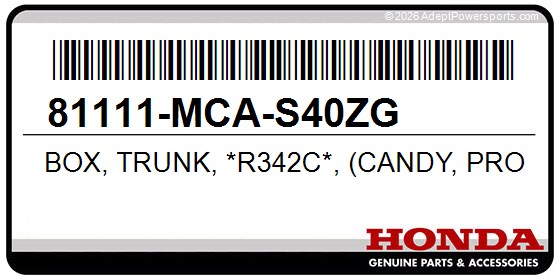 Honda 81111-MCA-S40ZG Box, Trunk, *R342c*, (Candy, Prominence, Red)