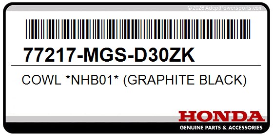 Honda 77217-MGS-D30ZK Cowl *Nhb01* (Graphite Black)