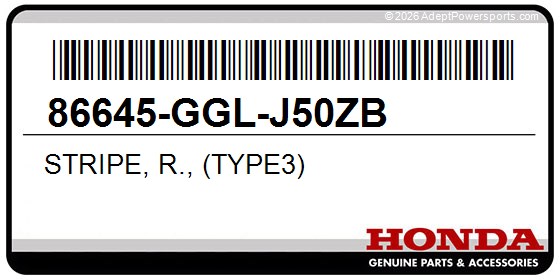 Honda 86645-GGL-J50ZB Stripe, R., (Type3)