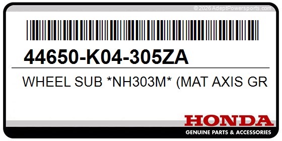 Honda 44650-K04-305ZA Wheel Sub *Nh303m* (Mat Axis Gray Metallic)