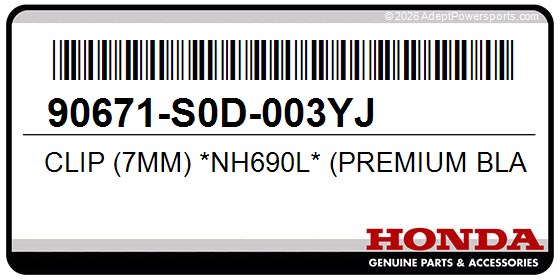 Honda 90671-S0D-003YJ Clip (7Mm) *Nh690l* (Premium Black)