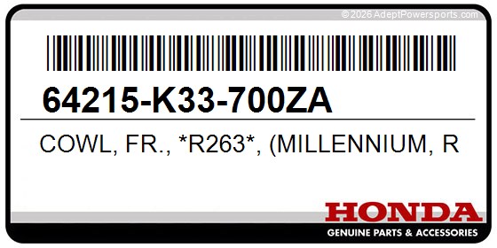 Honda 64215-K33-700ZA Cowl, Fr., *R263*, (Millennium, Red)