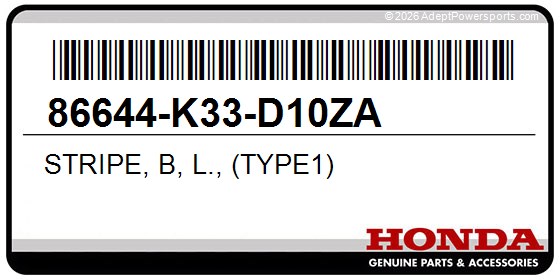 Honda 86644-K33-D10ZA Stripe, B, L., (Type1)