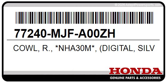 Honda 77240-MJF-A00ZH Cowl, R., *Nha30m*, (Digital, Silver, Metallic)