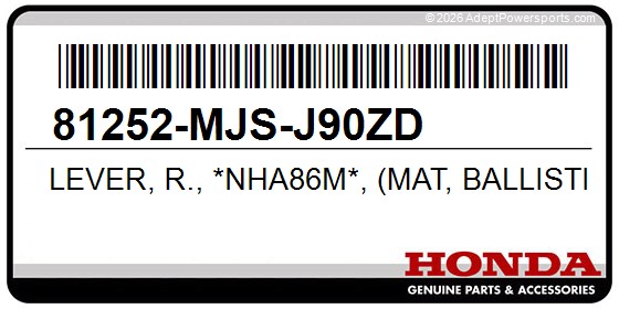 Honda 81252-MJS-J90ZD Lever, R., *Nha86m*, (Mat, Ballistic, Black)