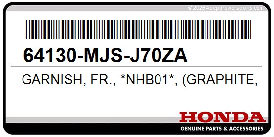 Honda 64130-MJS-J70ZA Garnish, Fr., *Nhb01*, (Graphite, Black)