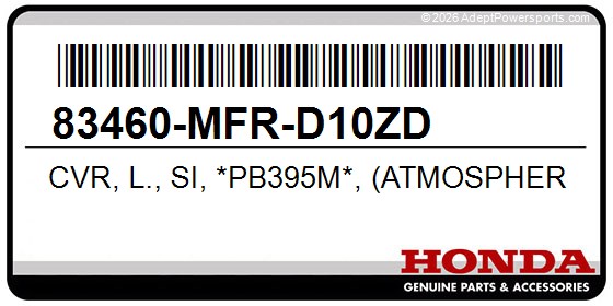 Honda 83460-MFR-D10ZD Cvr, L., Si, *Pb395m*, (Atmosphere, Blue, Metallic)