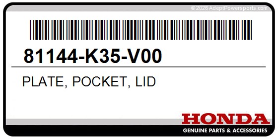 Honda 81144-K35-V00 Plate, Pocket, Lid