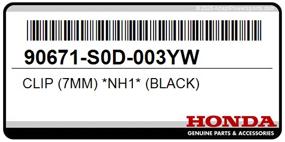 Honda 90671-S0D-003YW Clip (7Mm) *Nh1* (Black)