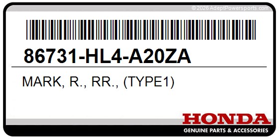 Honda 86731-HL4-A20ZA Mark, R., Rr., (Type1)