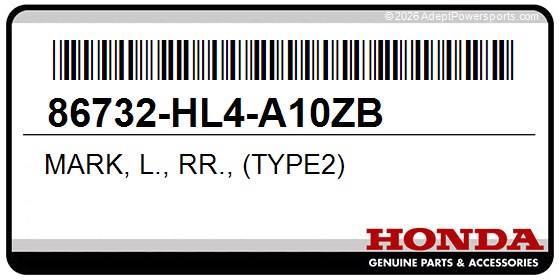 Honda 86732-HL4-A10ZB Mark, L., Rr., (Type2)