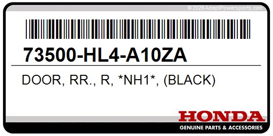 Honda 73500-HL4-A10ZA Door, Rr., R, *Nh1*, (Black)