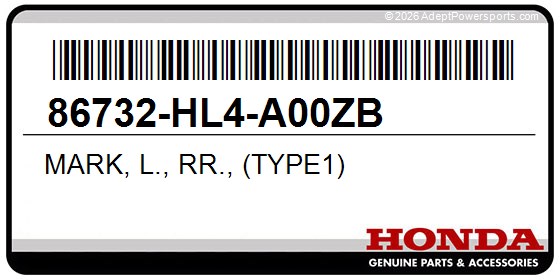 Honda 86732-HL4-A00ZB Mark, L., Rr., (Type1)