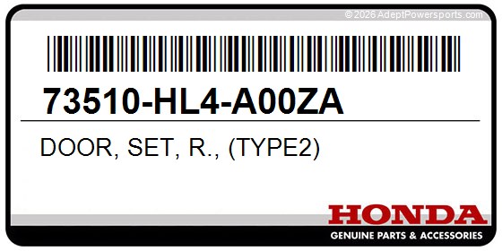 Honda 73510-HL4-A00ZA Door, Set, R., (Type2)