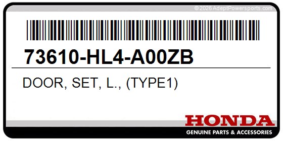Honda 73610-HL4-A00ZB Door, Set, L., (Type1)