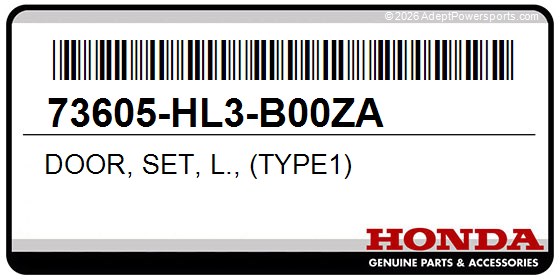 Honda 73605-HL3-B00ZA Door, Set, L., (Type1)