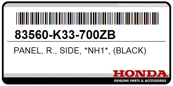 Honda 83560-K33-700ZB Panel, R., Side, *Nh1*, (Black)