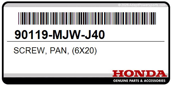 Honda 90119-MJW-J40 Screw, Pan, (6X20)