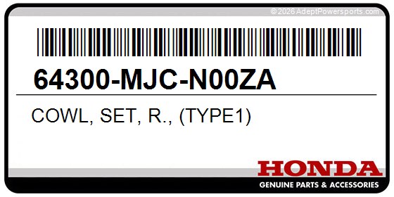 Honda 64300-MJC-N00ZA Cowl, Set, R., (Type1)