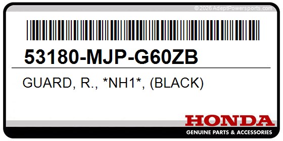 Honda 53180-MJP-G60ZB Guard, R., *Nh1*, (Black)