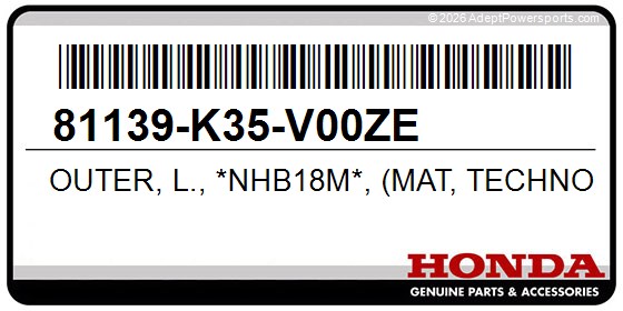 Honda 81139-K35-V00ZE Outer, L., *Nhb18m*, (Mat, Techno, Silver, Metallic)