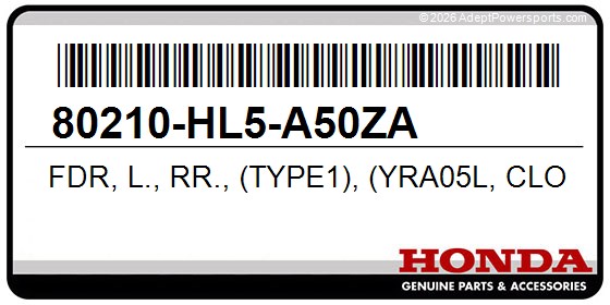 Honda 80210-HL5-A50ZA Fdr, L., Rr., (Type1), (Yra05l, Close, Range, Camo)