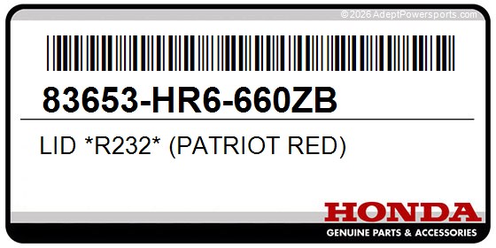 Honda 83653-HR6-660ZB Lid *R232* (Patriot Red)