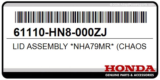 Honda 61110-HN8-000ZJ Lid Assembly *Nha79mr* (Chaos Black Metallic-R)