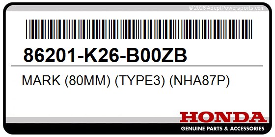 Honda 86201-K26-B00ZB Mark (80Mm) (Type3) (Nha87p)