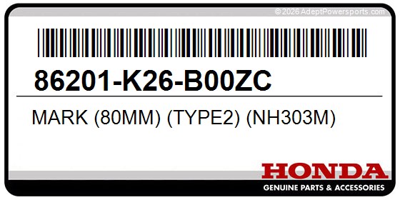 Honda 86201-K26-B00ZC Mark (80Mm) (Type2) (Nh303m)