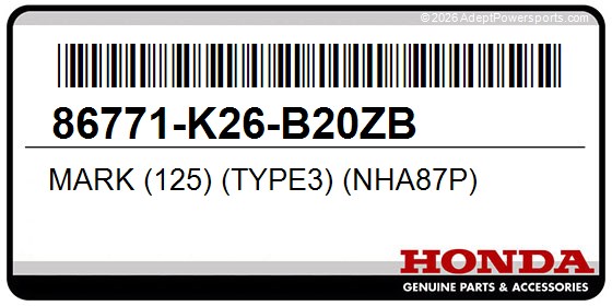 Honda 86771-K26-B20ZB Mark (125) (Type3) (Nha87p)