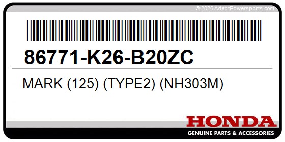 Honda 86771-K26-B20ZC Mark (125) (Type2) (Nh303m)
